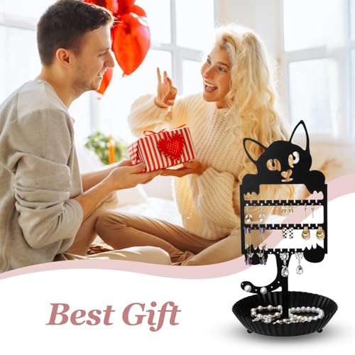 Cat Earring Holder - Cute Jewelry Organizer with 36 Holes for Studs & Dangles
