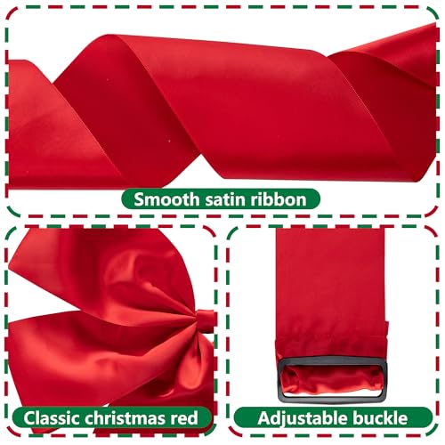 14 Ft Large Red Christmas Door Bow - Adjustable Holiday Decor