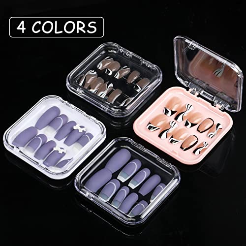 20 Press-On Nail Storage Boxes with Adhesive Tape - 4 Colors