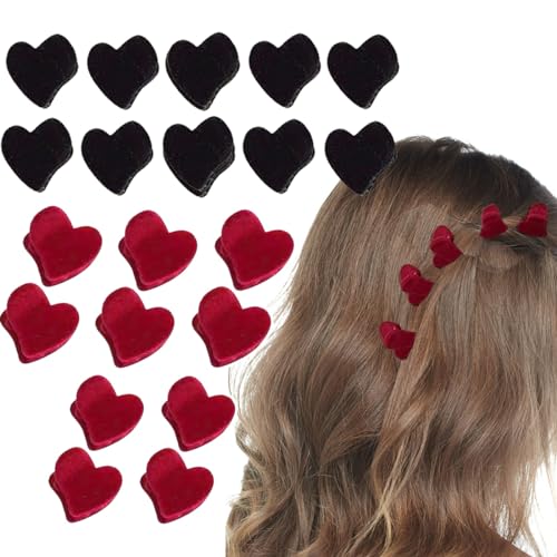 Mini Heart-Shaped Hair Clips for Women & Girls, 20 Pack Velour Claw Hair Accessories