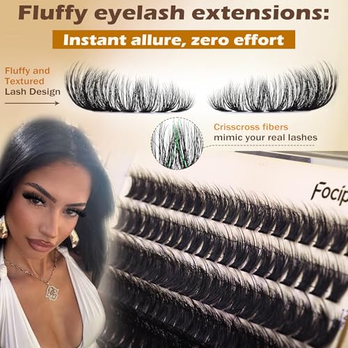 Focipeysa DIY Lash Extension Kit with 200 Cluster Lashes, Bond & Remover