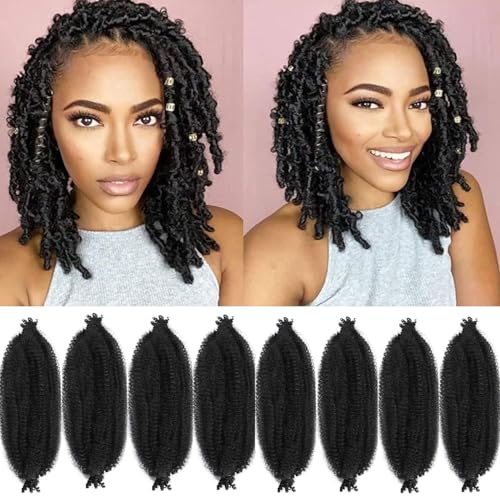 Celie Marley Twist Braiding Hair Extensions 12 Inch Pack of 8 - 1B# Pre-Separated Afro Twist