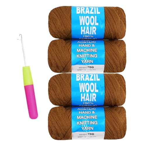 Gold Brazilian Wool Hair Yarn for Jumbo Braids - 4 Rolls