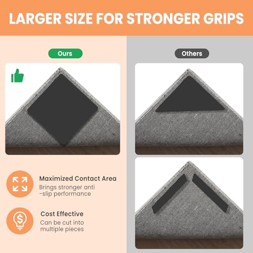 BAGAIL Non-Slip Rug Grippers, 8 Pcs Double-Sided Carpet Tape 4x4in