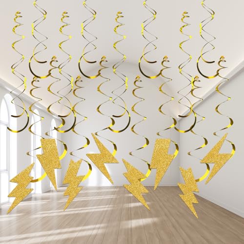 Lightning Hanging Swirls - Gold Spiral Party Decorations for Kids