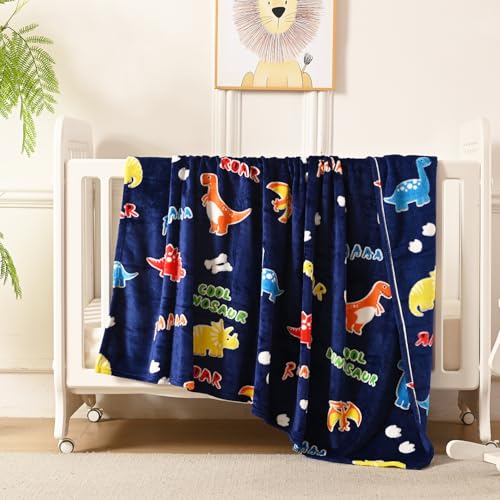 Dinosaur Glow in the Dark Blanket for Kids - Soft Fleece Throw (50"x60")