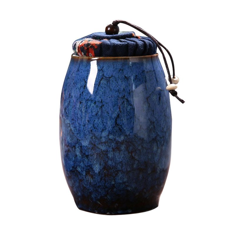 Angoily Kiln Tea Tea Jar Household Container Multi-function Canister Kitchen Holder Leaves Canister Loose Container Storage Jar Sealed Storage Pot (Blue)