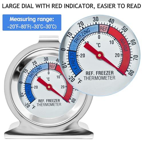 4-Pack Refrigerator Thermometers with Large Dial -30°C to 30°C