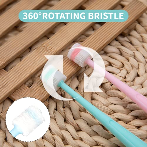 YMPEKA 3-Pack Small Dog & Cat Toothbrush Set with 360° Brush Head