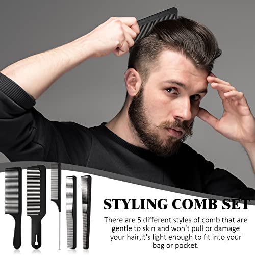 Patelai 5-Piece Carbon Fiber Hair Cutting Comb Set