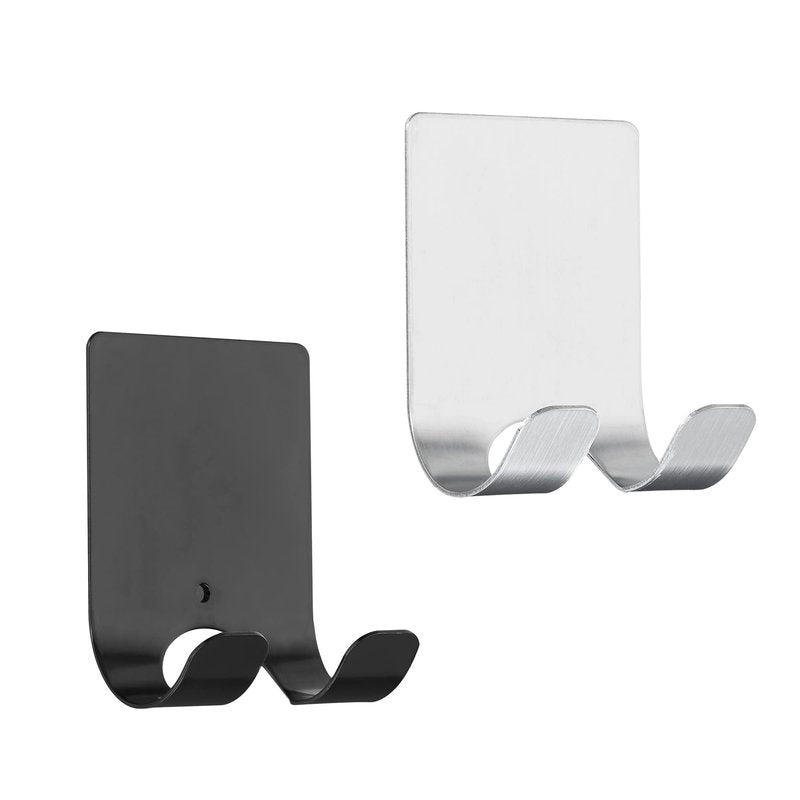 kwmobile 2x Razor Holder- Self-Adhesive Stainless Steel Shaver Wall Mount - Bathroom Organizer for Showers - Black/Silver