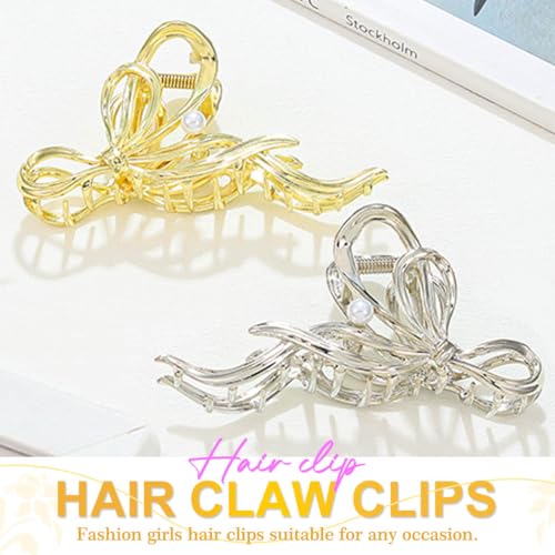 Fashey Bow Claw Clips - Metal Hair Clips for Thick & Thin Hair, Jewelry-Quality Claw Hair Accessories