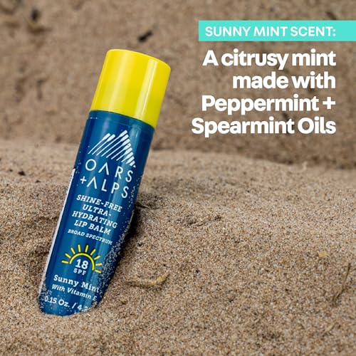 Oars + Alps SPF 18 Lip Balm - Hydrating, Shine-Free, Mint, 3pk
