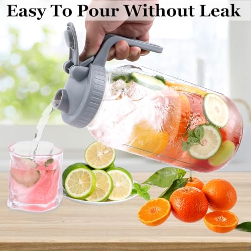 32 oz Mason Jar Pitcher with Pour Spout Lid - Airtight & Leak-Proof