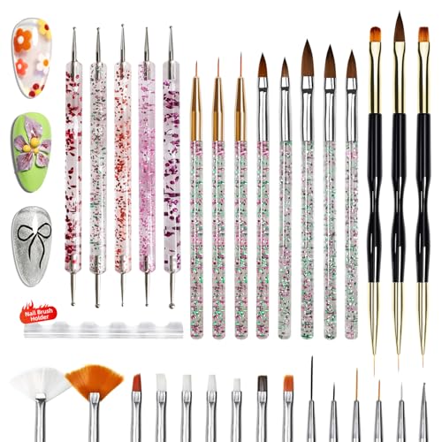 JODSONE 32-Piece Nail Art Brush Set with Dotting Tools & Pens