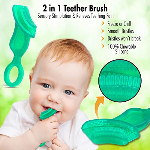 Brilliant Baby's First Toothbrush - Silicone Teether Brush (2 Pack)