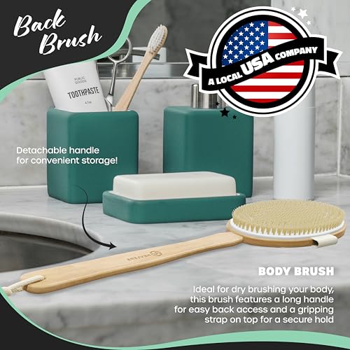 Nevlers 4-Piece Natural Boar Bristle Dry Brush Set for Body & Face