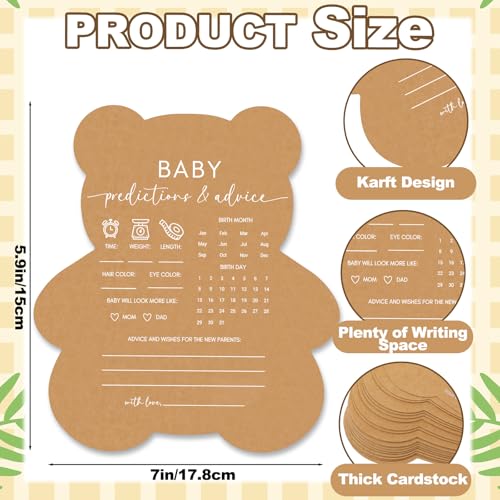 50 Baby Shower Predictions & Advice Cards - Bear Themed Keepsakes