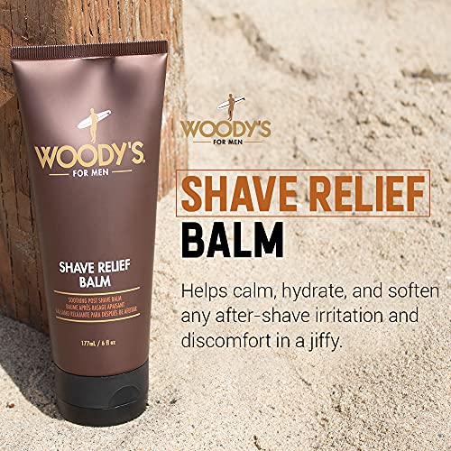 Woody's Shave Relief Balm for Men - Soothing Aftershave 6 Fl Oz