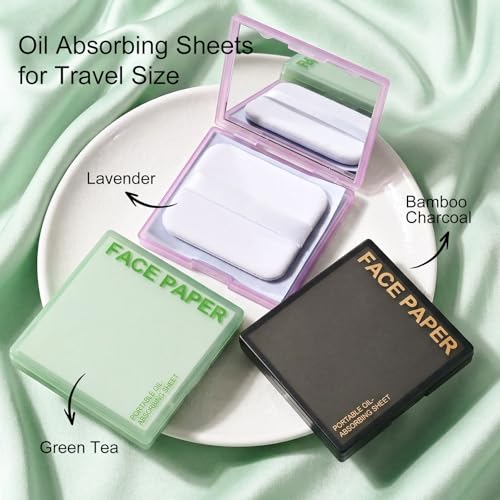 KYDA 200 Sheets Oil Blotting Paper Set with Mirror & Puff