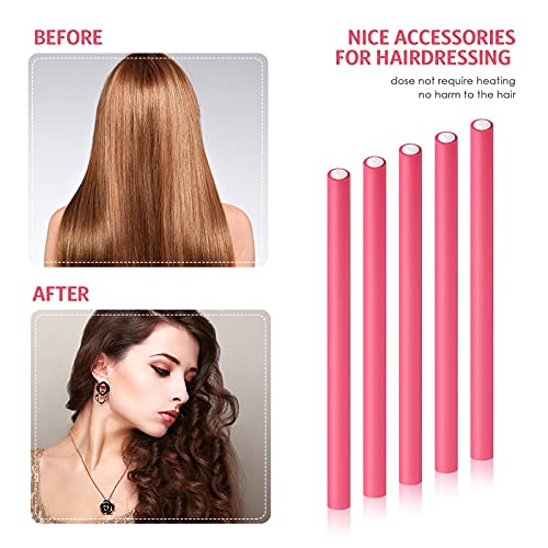 Syhood Pink Flexible No Heat Hair Curling Rods 30 Pcs 9.45 x 0.55 Inch - DIY Curling Tool