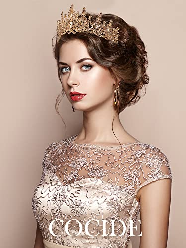 COCIDE Gold Crystal Tiara Crown for Women | Rhinestone Hair Accessory