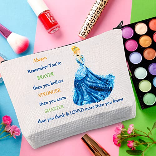 Always Cinderella Princess Makeup Bag - 23x17 cm Cotton Canvas Zipper Pouch for Women & Girls
