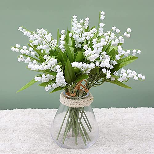 JOSON 12 Artificial White Lilies of the Valley Bouquet for Weddings