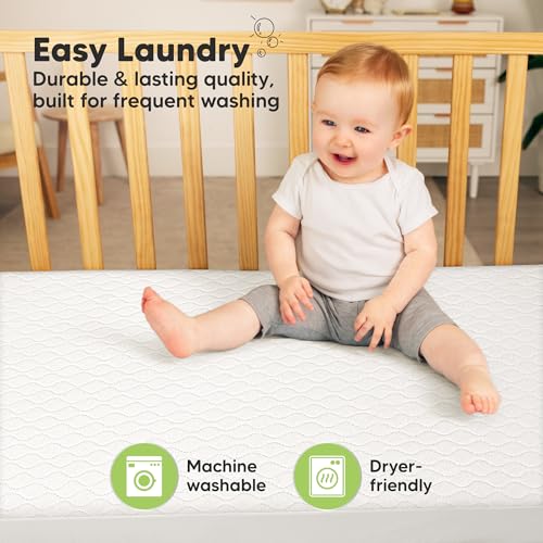 KeaBabies Waterproof Crib Mattress Protector, Soft Quilted Cotton, 52x28