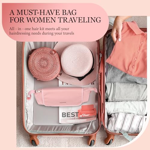 Dadanism Heat-Resistant Hair Tool Travel Bag with Removable Mat, Pink