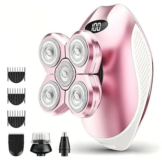 Electric Razors for Women, 5-in-1 Rechargeable Body Shaver - Waterproof Wet Dry Hair Remover - Trimmer for Lady Face Underarms Bikini,Lips,arms, Legs