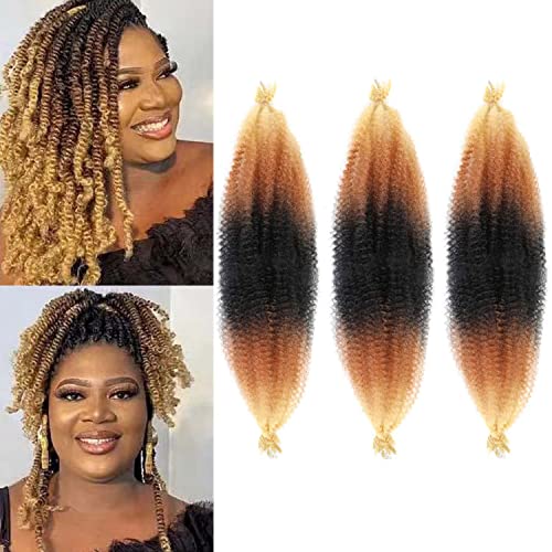 RENJOING 24 Inch Afro Spring Twist Hair Extensions - 3 Pack Crochet Braids