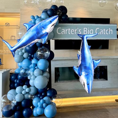 3Pcs Shark Foil Balloons - 36 Inch Ocean Theme Party Decor