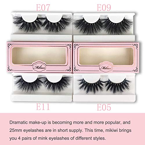 25mm Mink False Eyelashes 5D Fluffy Volume Dramatic Lashes - Pack of 4