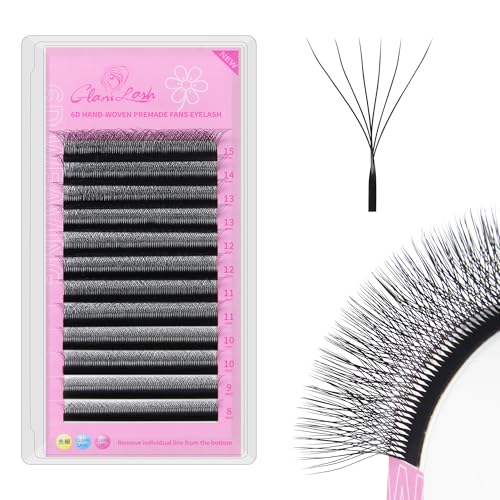 GLAMLASH 6D W Lash Extensions - Premade Volume Fans, Soft Faux Mink