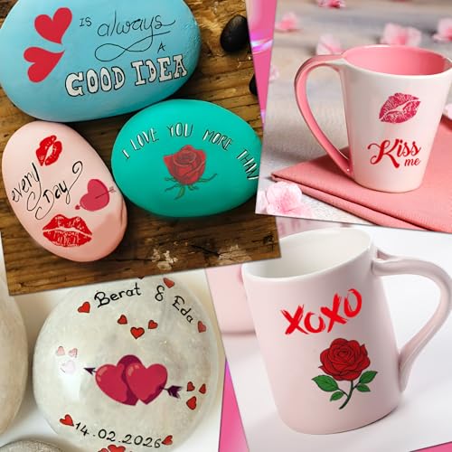 Sellentduct Kiss Valentine Red Lip Tattoos - 15 Sheets, Waterproof & Temporary for Kids & Adults