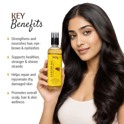 Castor Oil for Hair & Skin - Rey Naturals Cold Pressed Arandi Oil 200 ml