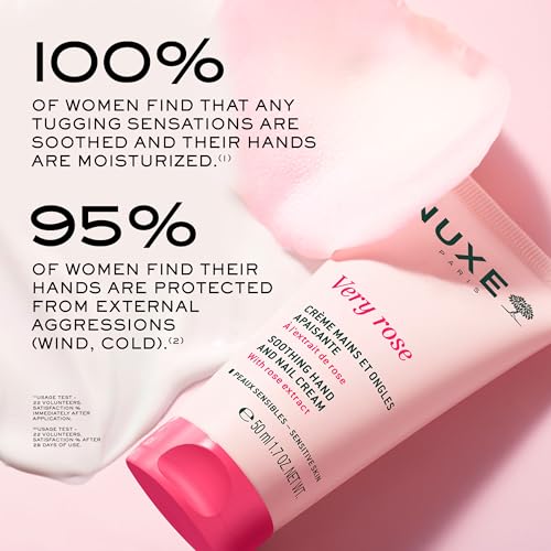 NUXE Very Rose Hand & Nail Cream with Rose Oil & Aloe Vera - 1.7 Fl Oz
