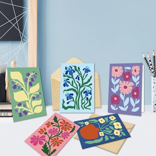 Floral Greeting Cards Set - 24 Blank Note Cards with Envelopes