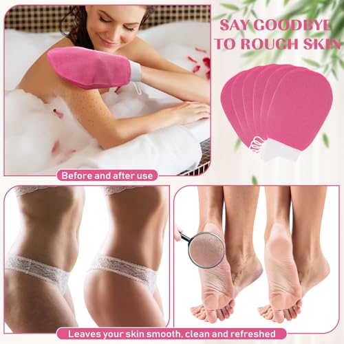 FoldTier Rose Red Exfoliating Body Glove 20 Pcs - Deep Skin Scrubber for Men & Women