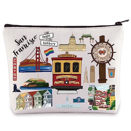 San Francisco Travel Cosmetic Bag - Souvenir Gift, Waterproof Makeup Pouch, Zipper Organizer