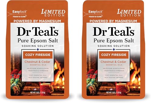 Dr Teal's Cozy Fireside Epsom Salt Magnesium Soak, 48 oz (Pack of 2)