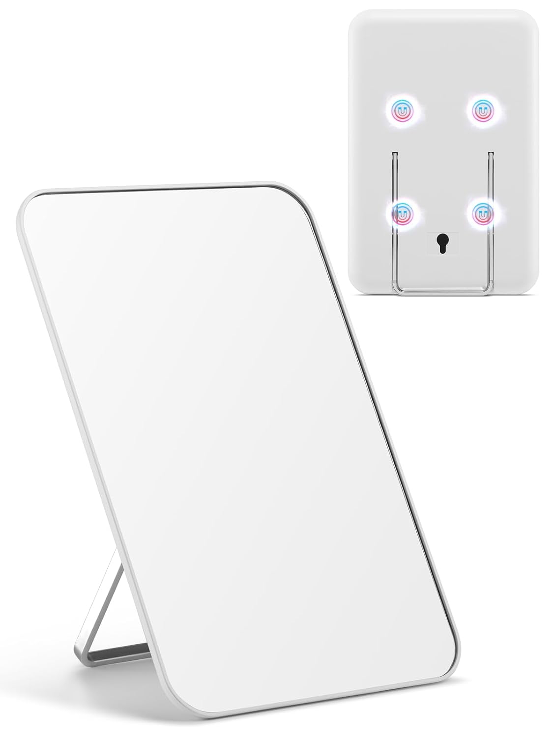 Desk Makeup Mirror - OMIRO 8 x 5 Inches Foldable Table Mirror with Hanging Hole | Pink for Travel and Shaving