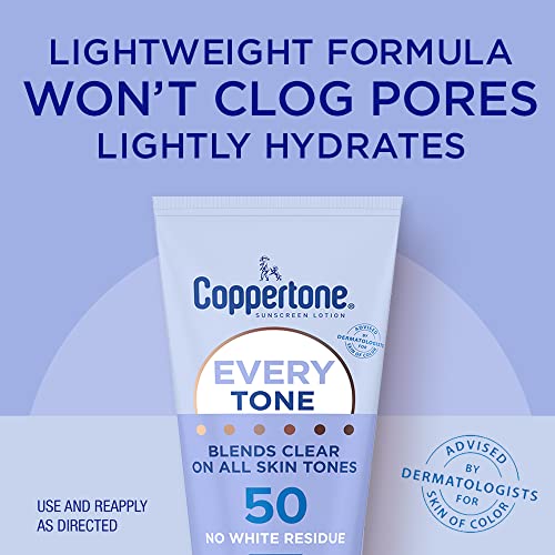 Coppertone Every Tone Sunscreen Lotion SPF 50 - Clear, Lightweight Formula