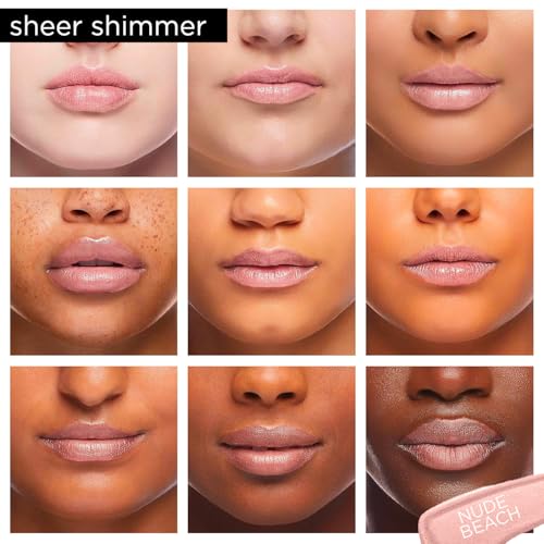 Pure Cosmetics LED Lip Gloss with Side Mirror - Nude Beach Sheer Tint, Non-Sticky Hydrating Lip Shine