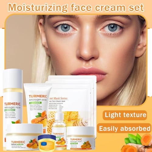9-Piece Turmeric Skincare Set - Hydrating Cleanser, Serum & Face Masks
