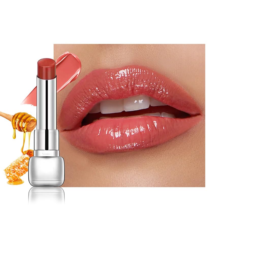 Brown Honey Lipstick | Tinted Moisturizing Lip Balm for Dry Lips - Vegan Hydrating Gloss, Sheer Lightweight Makeup, 1Pc
