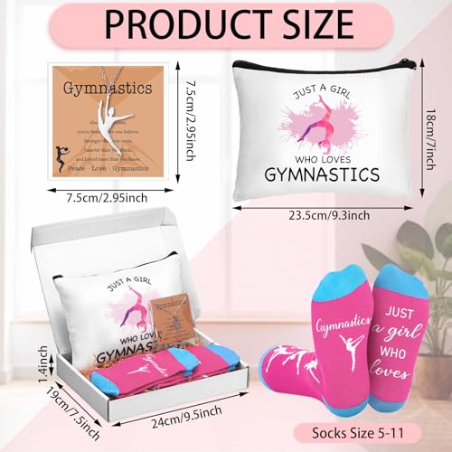 Gymnastics Gift Set for Women - 5 Piece Makeup Bag, Necklace & Socks