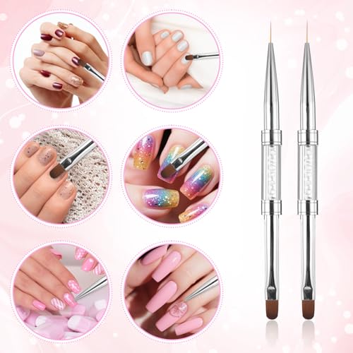 Cobee Double-Ended French Tip Brush Set for Nail Art - 2 Pcs