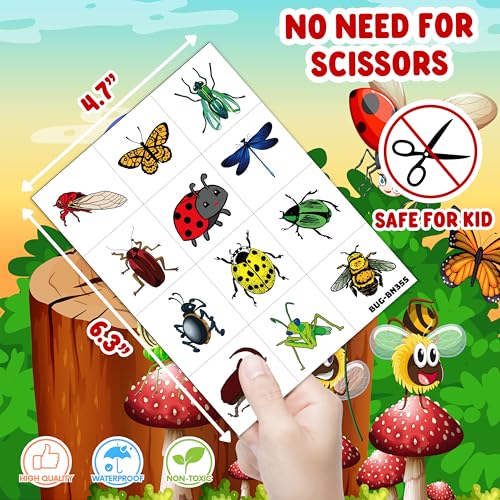 60PCS Kids Bug Temporary Tattoos - Fun Insect Stickers for Parties